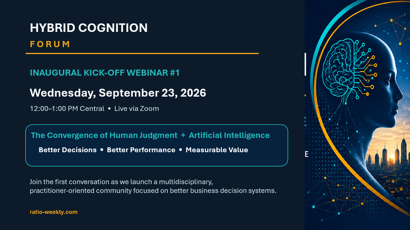 Hybrid Cognition Forum — slide 1 of 7: title slide — inaugural kick-off webinar, September 23, 2026